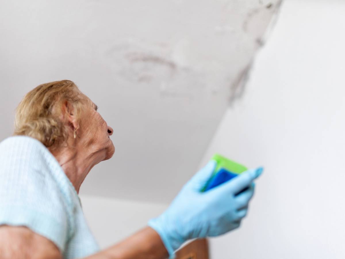 Mężczyzna ocenia zagrzybienie. Domowy sposób na grzyba na ścianie. Skuteczne sposoby walki z grzybem na ścianach